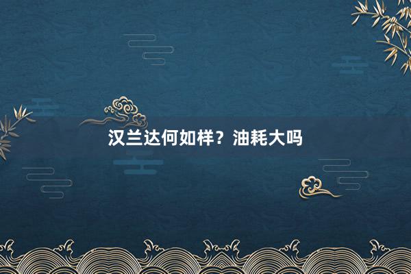 汉兰达何如样？油耗大吗